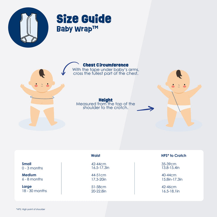 Baby wrap size chart.