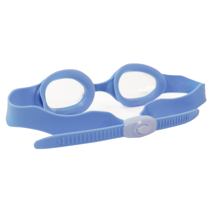 Blue swim goggles, back view