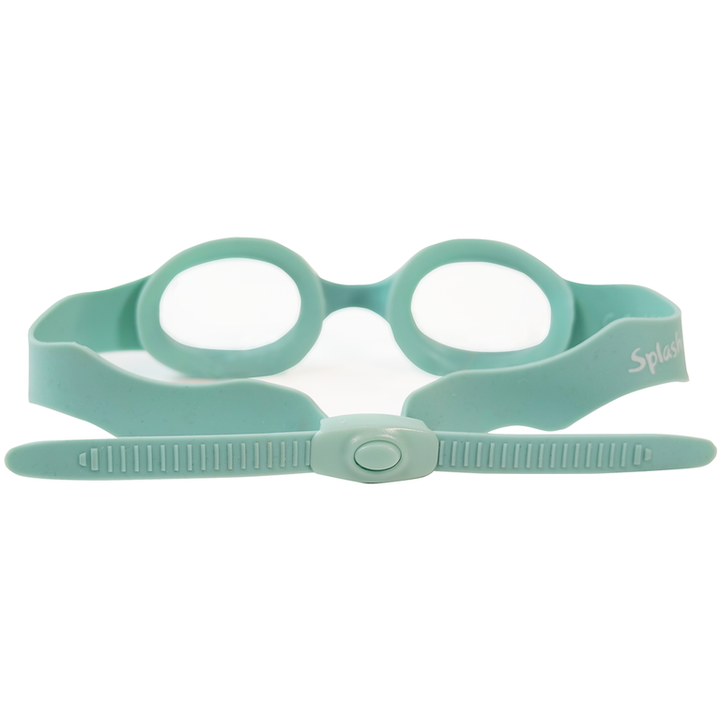 Green swim goggles, back view