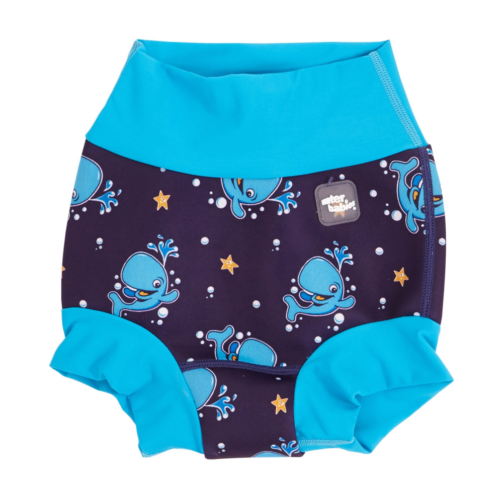 Baby swim diaper in blue Bubba the Whale print