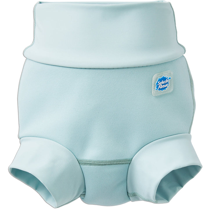 Reusable swim diaper in plain pistachio colour. Front.