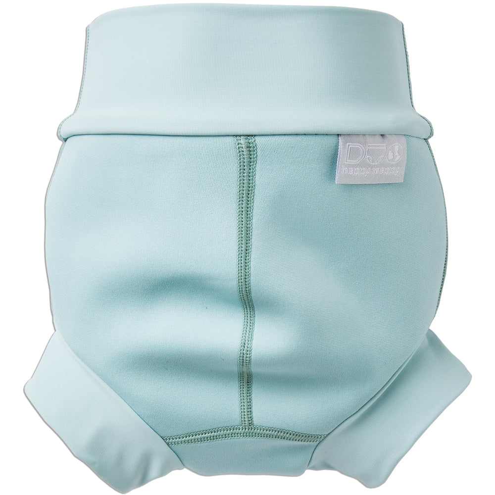 Reusable swim diaper in plain pistachio colour. Back.